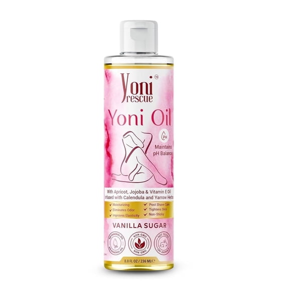 Yoni Rescue Daily Vaginal Moisturizing Natural Oil with Apricot, Jojoba & Vitamin E - 8 oz, Vanilla Sugar Scent