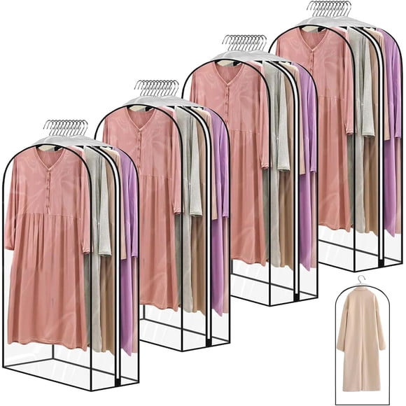 Bolsas para Ropa Colgante para 50 prendas, Juego 4 Fundas ropa armario de 60x102x25.5 cm, Fundas Ropa Antipolvo para guardar trajes, vestidos, abrigos y chaquetas