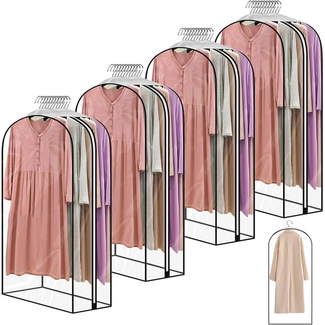 Bolsas para Ropa Colgante para 50 prendas, Juego 4 Fundas ropa armario de 60x102x25.5 cm, Fundas Ropa Antipolvo para guardar trajes, vestidos, abrigos y chaquetas