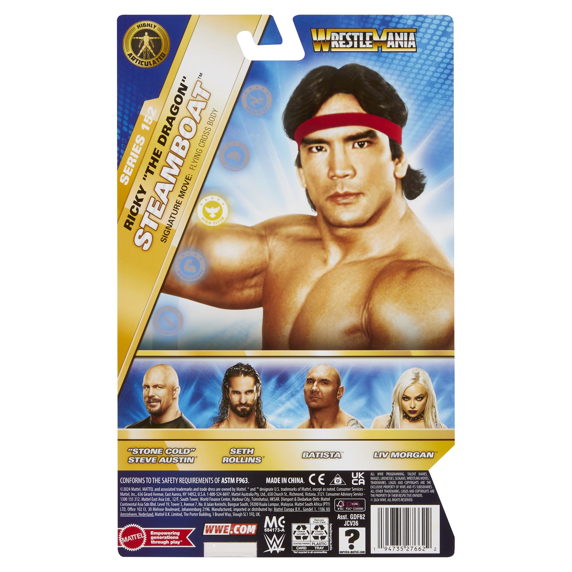 Ricky Steamboat (Red) - WWE Main Event 152 Mattel WWE Toy Wrestling Action Figure