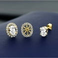 thumbnail image 3 of Gem Stone King 18K Yellow Gold Plated Silver Oval White Created Sapphire Removable Jacket Stud Earrings for Women, 3 of 3