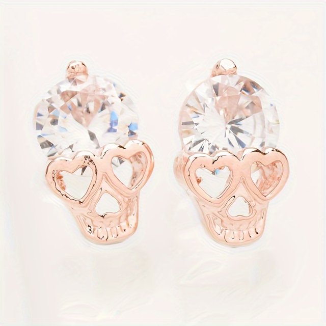 Stunning Skull Shaped Stud Earrings - Full of Shiny Rhinestones, Gothic Punk Style, Hypoallergenic Alloy Jewelry for Sensitive Ears, Personality Ear Decor, Perfect for Halloween, Costume Parties, and