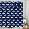 thumbnail image 4 of Nautical Ocean Whale Shower Curtain, Dark Blue Ocean Fish Animal Print Design Bathroom Shower Curtain for Kids, Sea Themed Creatures Underwater Shower Curtain Set with 12 Hooks 72x72 inch, 4 of 5