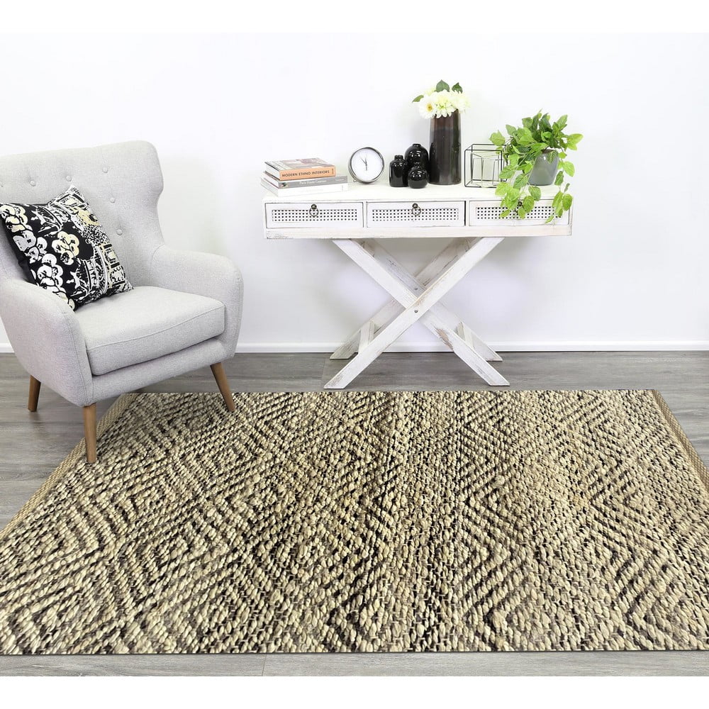 LR Home Clio 2' x 5' Tan/Gray Geometric Jute Blend Adult Indoor Area Runner Rug