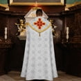 thumbnail image 5 of Medieval Formal Cape, White Decorative Printed Wrap, 47.24inch, 5 of 7