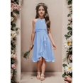 thumbnail image 3 of Drtj Kids A-Line Halter Neck Chiffon Junior Bridesmaid Dresses Fancy Girl Dress Wedding Elegant Party Gown, 3 of 11