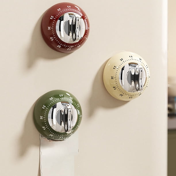 Temporizador magnético de cocina con alarma fuerte - temporizador mecánico de cuenta atrás de 60 minutos para cocinar y hornear, no se necesitan pilas, se pega a la nevera o al horno