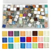 Masteelf 1 Box of Square Tiles Pieces Glazed Glass Piece for DIY Art Craft Decoration