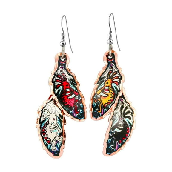 Handmace Copper Kokopelli Earrings Feature Four Colors of Unique Kokopelli Earrings Drop Dangle Southwest Designs