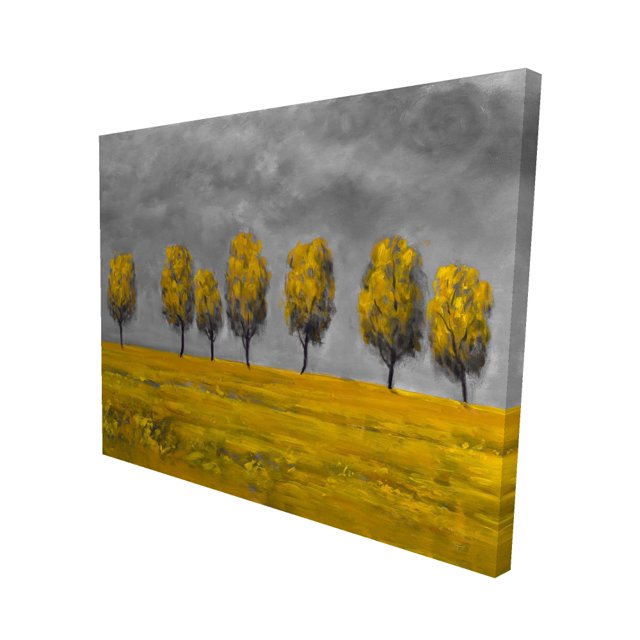 Arbres Jaunes dans un Champ - Toile 16"x20 Pouces - Impression à la Demande