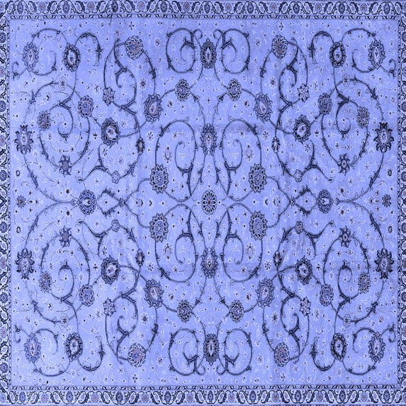 Ahgly Company Machine Washable Indoor Square Persian Blue Traditional Area Rugs, 6' Square