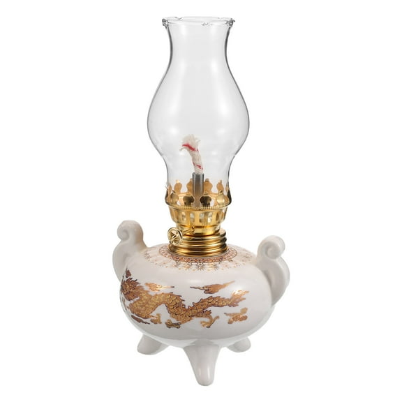 GOOHOCHY Altar Oil Lamp Vintage Kerosene Lamp With Dual Dragon Pattern , Indoor And Outdoor Lighting Oil Kerosene Lantern For Home Decoration