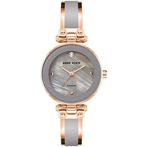 Anne Klein Rose Gold-Tone and Grey Enamel Bangle Ladies Watch AK-1980GYRG