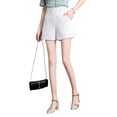 thumbnail image 4 of Minnieouse Primavera Verano cintura alta elegante Color sólido Casual A-line pantalones cortos sueltos pierna ancha traje Delgado señoras Prendas para la parte inferior del cuerpo Blanco 3XL, 4 of 6