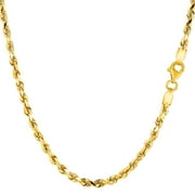 14k Yellow Solid Gold Diamond Cut Rope Chain Necklace, 2.75mm, 30"