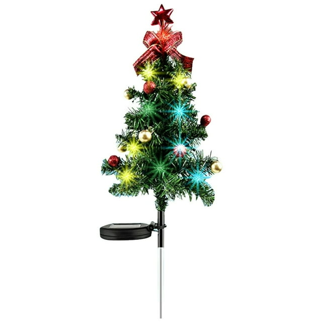 Solar Christmas Tree Light with Bell Multicolor Solar Garden Yard Light (1PC)