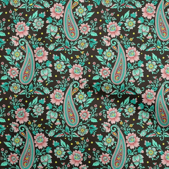 oneOone Polyester Spandex Brown Fabric Paisleys Diy Clothing Quilting Fabric Print Fabric By Yard 56 Inch Wide