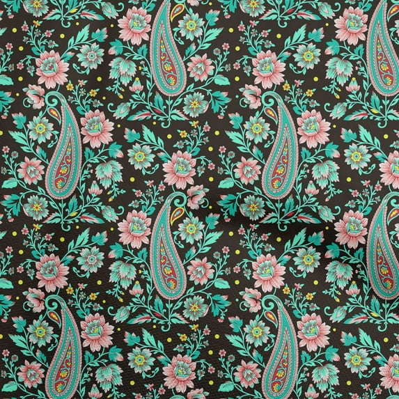 oneOone Viscose Jersey Brown Fabric Paisleys Dress Material Fabric Print Fabric By The Yard 60 Inch Wide