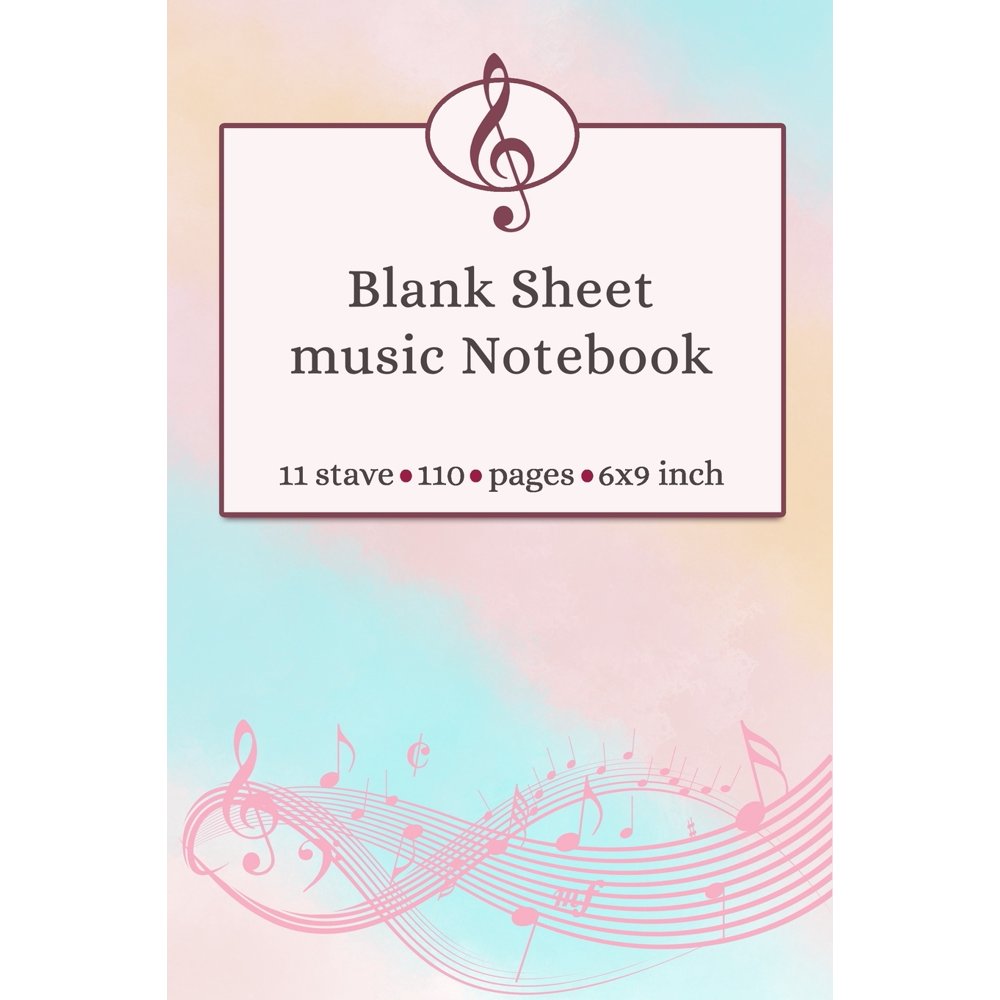 Blank Sheet Music Notebook 11 Stave 110 Pages 6x9 Inch Music Notebook