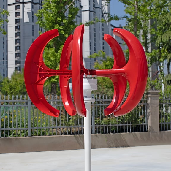 Red 5-Blade Lantern Wind Turbines Generator Kit, 1000W 12V/24V Wind Turbines Generator, Electromagnetic Electricity Producer Equipment