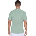 thumbnail image 6 of QDG Men's Short Sleeve Button-Up Shirt Cuban Collar Hollow Out Texture Casual Summer Beach Vacation Shirt, 6 of 8