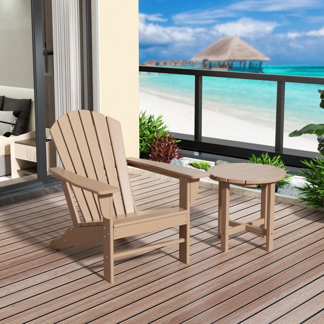 WestinTrends Mesa Auxiliar para Exteriores Mesa Auxiliar Redonda Pequeña Adirondack de Madera Polimérica para Patio, para Piscina, Balcón, Terraza, Porche, Jardín, Madera Desgastada