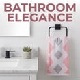 thumbnail image 2 of Unique Bargains Geometric Rhombus Cotton Soft Color Block Hand Towel Pink 2pcs 28" x 13", 2 of 7