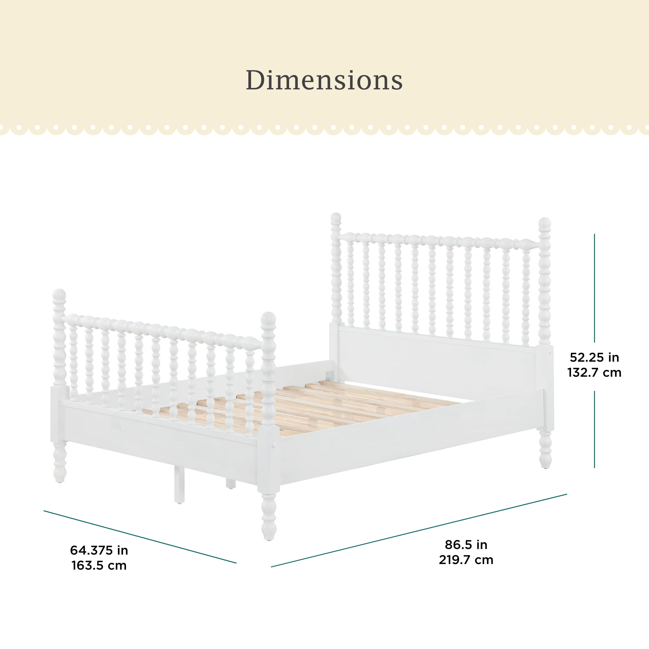 Pioneer Woman Harper Queen-Size Spindle Bed, White