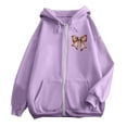 thumbnail image 3 of Women's Fashion Rugby Print Zippered Long Sleeve Hoodie with Pocket Drawstring Casual Athletic Sweatshirt, 3 of 6