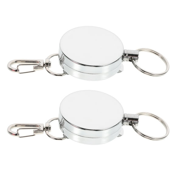 Niceauty Retractable Keychain Heavy Duty Stainless Steel Clip on for Holding 2Pcs