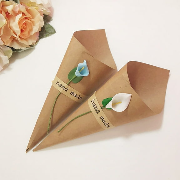 CATIEBYE 50Pcs Paper Flower Bouquet Kit Cone Shape for Diy Wrapping and Holding Confetti 11.8x2.8x0.4in