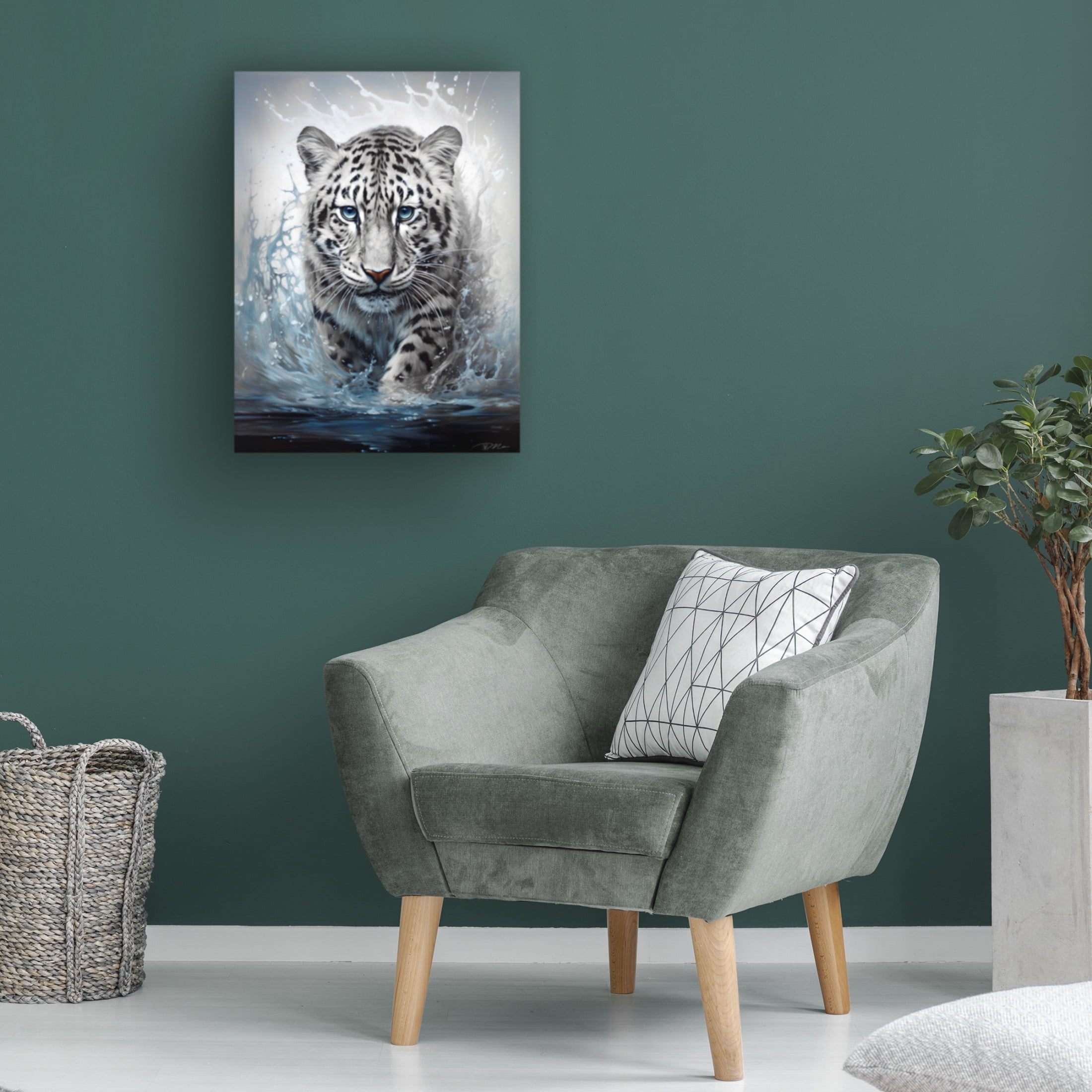 Canvas Wall Art - Momart 'White Leopard' Wall Art for Living Room, Bedroom, or Office Décor by Trademark Fine Art - 14 x 19 Inches