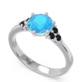thumbnail image 2 of 2.15 Carat Elegant Round Cut Blue Topaz & Black Onyx Gemstone Bridal Ring for Women Solid 18K White Gold Size 11.5 by Diamond-Capitals, 2 of 7