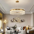 thumbnail image 4 of Round Crystal Chandelier Modern Gold Pendant Light LED Contemporary Three Color Temperatures Hanging Lighting Fixture Adjustable Height for Living Room Dining Room D31.5'' x H13.77'', 4 of 9