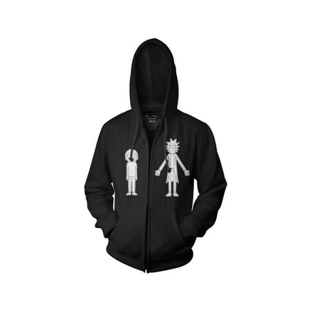 Outline Zip Pull Rick and Morty Adult Unisex Rick and Morty Outline Full Zip Fleece Hoodie SM Black ()