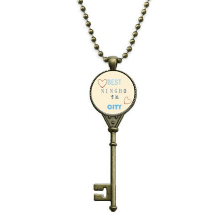 port city ningbo sign art deco fashion key necklace pendant tray embellished chain