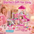 thumbnail image 6 of JoyStone Dollhouse, 8 Rooms Playhouse with Dolls Playset with Furniture&Light Strip& Rotating Slide, Gift Toy for Kids Ages 3-8, 6 of 8