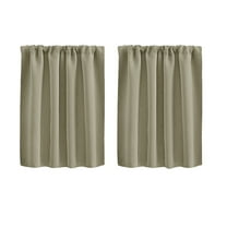 Solid Color Short Blackout Curtains Set of 2 Rod Pocket for Kitchen Bathroom Partition 30x36 Inch Khaki