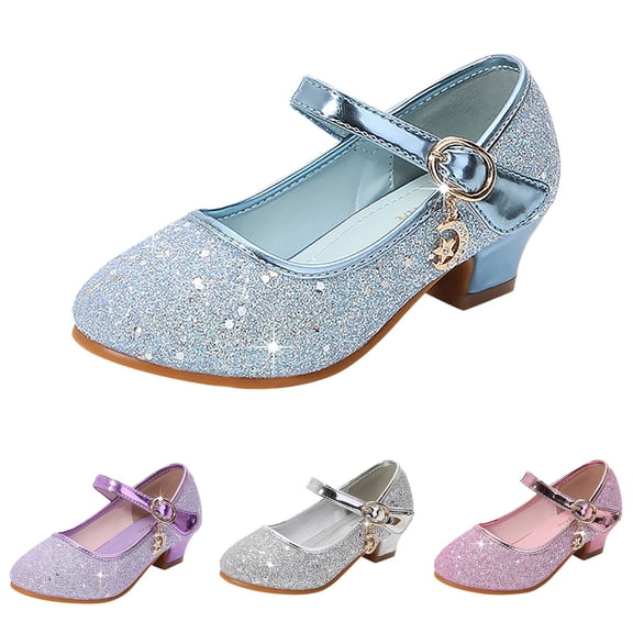 Dpytoraw Girls Glitter Low Heel Mary Jane Shoes, Little/Big Kids Princess Dress Shoes for Weddings & Parties Sizes 10.5