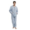 thumbnail image 5 of GLOBAL Mens 100% Cotton Long Sleeve Pajama Set, Breathable Lightweight Button Down Nightwear with Pants, S-3XL, 5 of 6