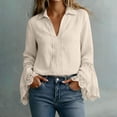 thumbnail image 2 of Fewfanhot Womens Clothing Long Sleeve V Neck Lace Casual Button Down Fall Trendy Shirts, 2 of 7