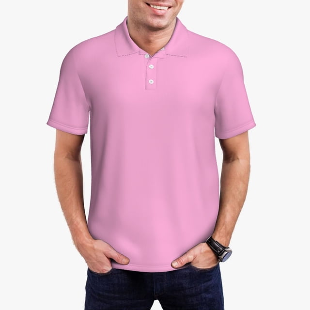 Balery Pink Camisa Polo de Hombre con Estampado, de Manga Corta y Tejido Medio, Camisa Tipo Golf Polo-Medium