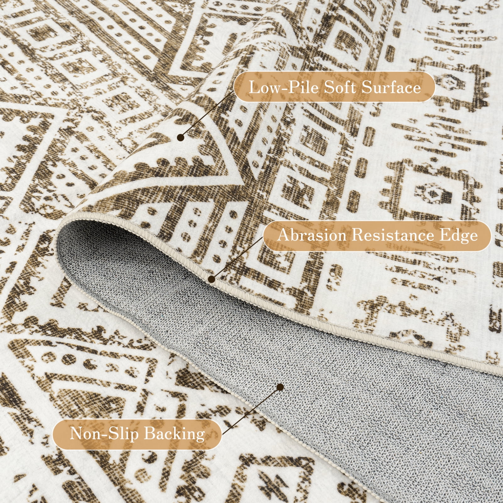 Cozylore 9'x12' Area Rugs for Living Room Modern Rug Soft Low Pile Non Slip Carpet Machine Washable Indoor Rug for Bedroom Dining Room, Brown