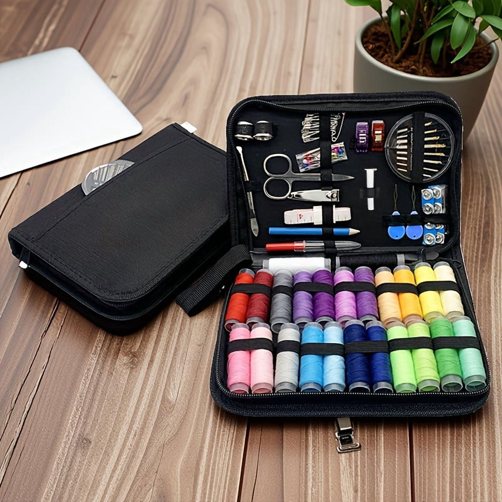 104-Piece Multi-Sewing Kit with Accessories - 24-Colored Threads, Needles, and Thread for Small Repair Sewing, Essential Mini Portable Travel Sewing Kit for Emergency Fixes