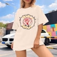 thumbnail image 3 of Graphic Tennis Tees for Women Women’s T-Shirts Oversized Graphic Tops for Casual Everyday Wear Blend Tee with Prints Comfortable Fit Beige 3XL, 3 of 5