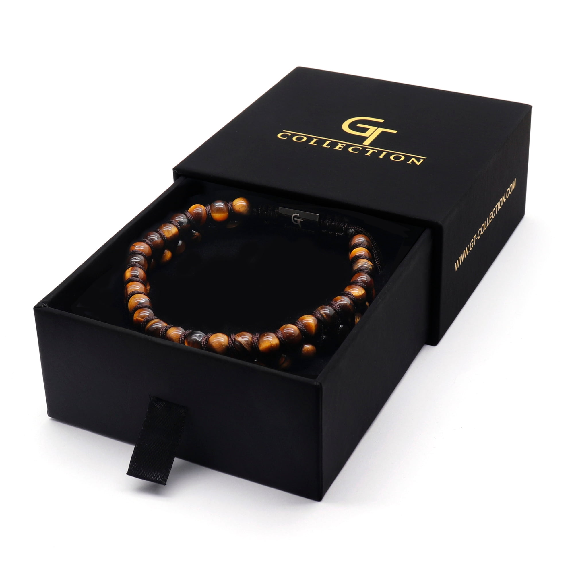 Men's TIGER EYE Double Bead Bracelet | Gift for Men | One Size Fits All | 100% Natural | Gemstone Adjustable Bracelet