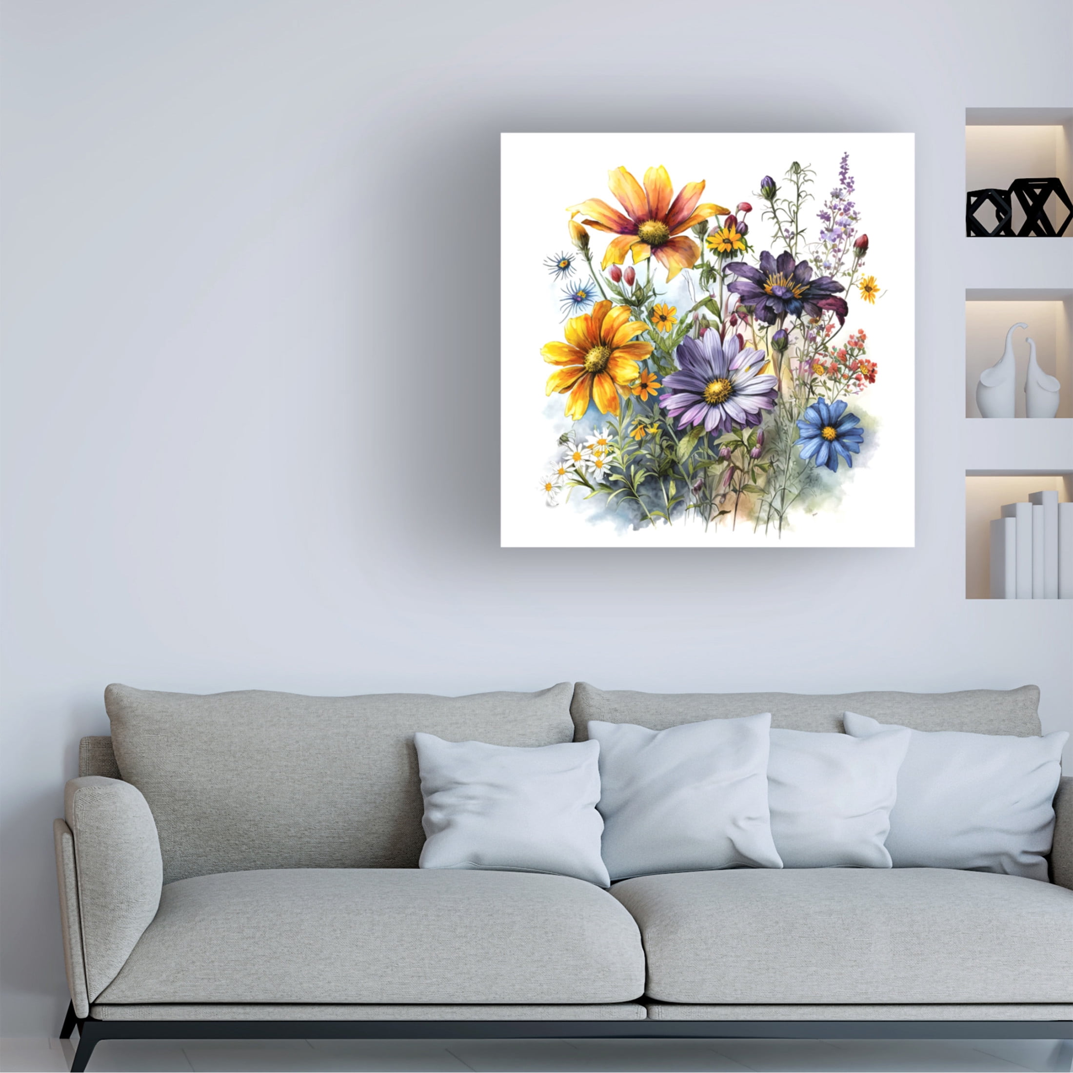 Canvas Wall Art - Ray Heere 'Watercolor Wildflowers 12' Wall Art
