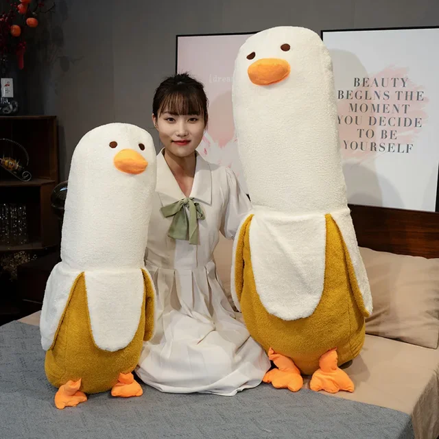 Cojín de sofá de dibujos animados, almohada de felpa de fruta, plátano, pato, juguetes de peluche