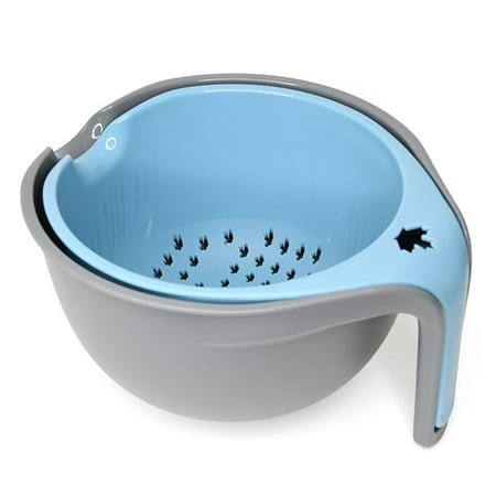

Geeshop Removable Double-layer Home Colander Fruit Vegetable Cleaning Washing Drain Basket Kitchen Storage Box Strainer