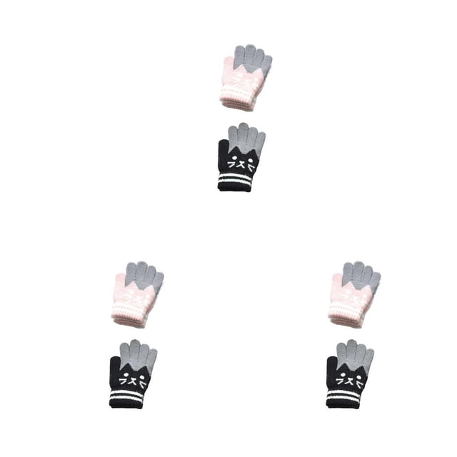 Minnieouse 2 pares de guantes para niños de dedo completo para bebés invierno otoño deportes al aire libre patinaje montar mitones de punto Type1 NO1